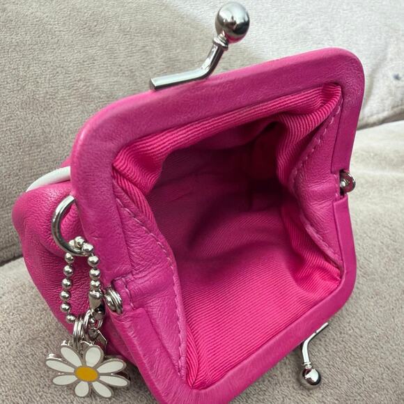Vintage rare Coach kisslock coin purse hot pink leather from 2000s era - Picture 5 of 7
